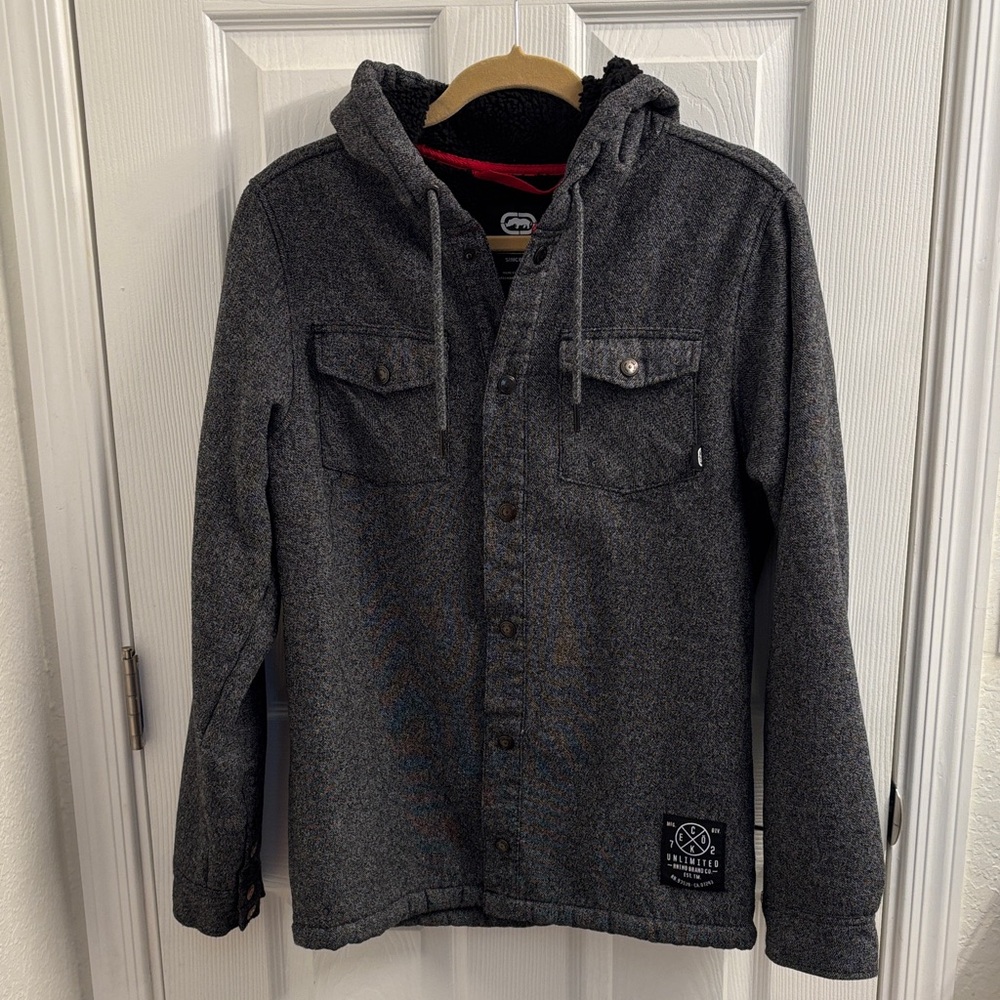 Men's ECKO UNLIMITED Gray Hooded Jacket w/Fleece inside- Size Small -